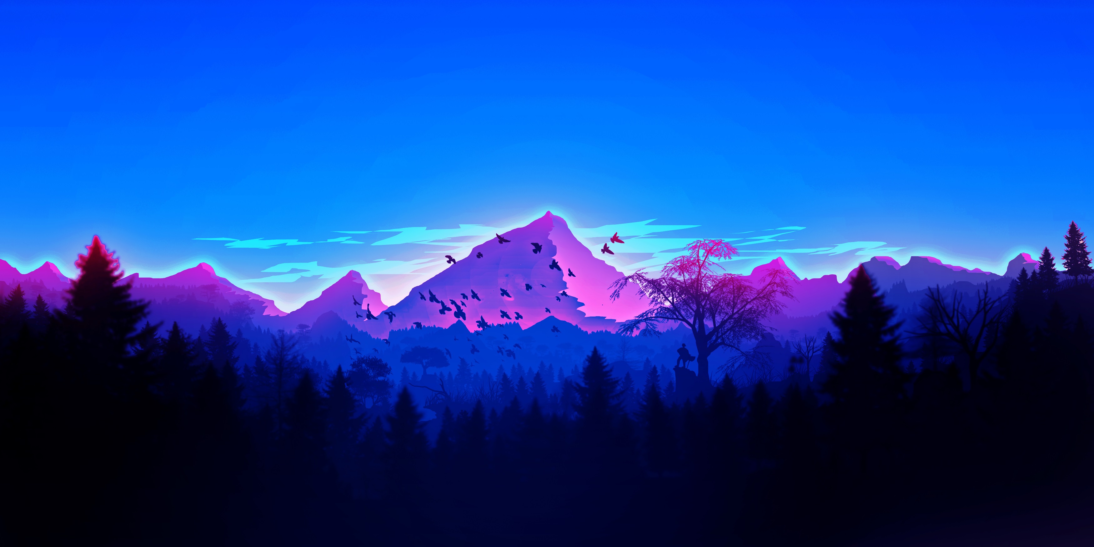 Forest Birds Mountains Vaporwave Minimalism, HD Artist, 4k ...